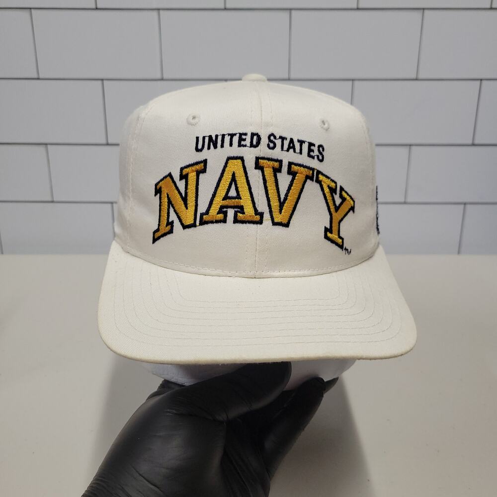 Vintage Starter United States Navy Midshipmen Snapback Hat White NCAA USA